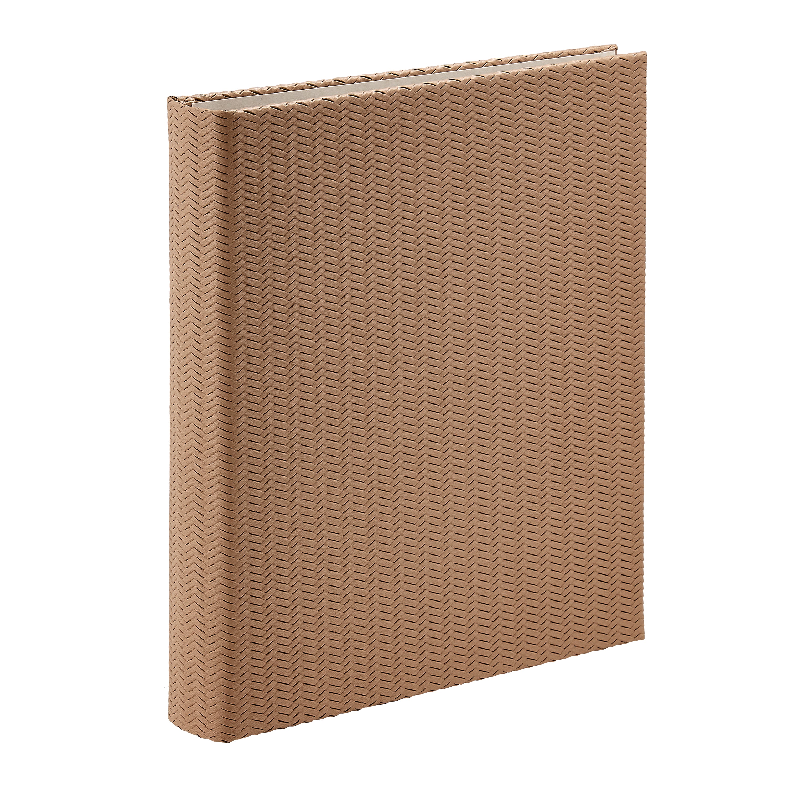 Large 3-Ring Clear Pocket Album Cream Woven Leather